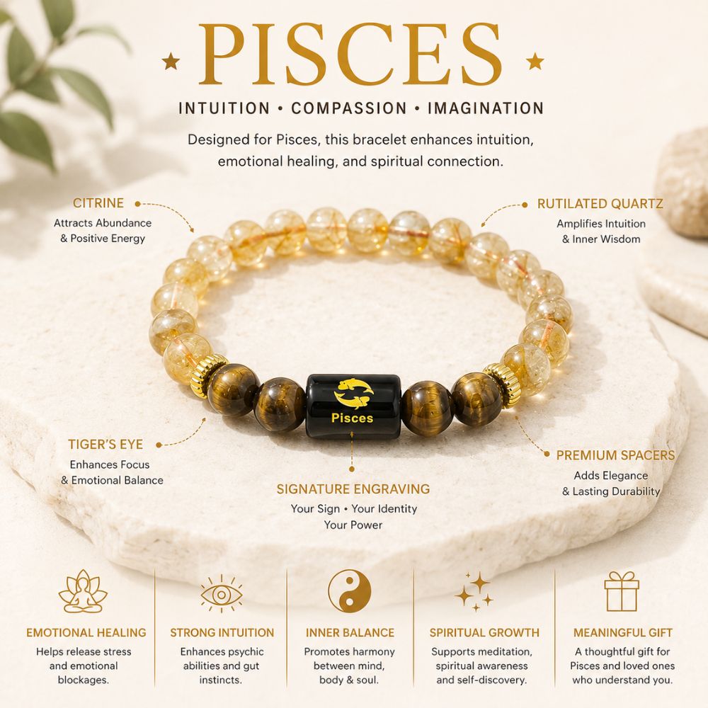 Pisces Zodiac Bracelet – Intuition, Compassion & Positive Energy
