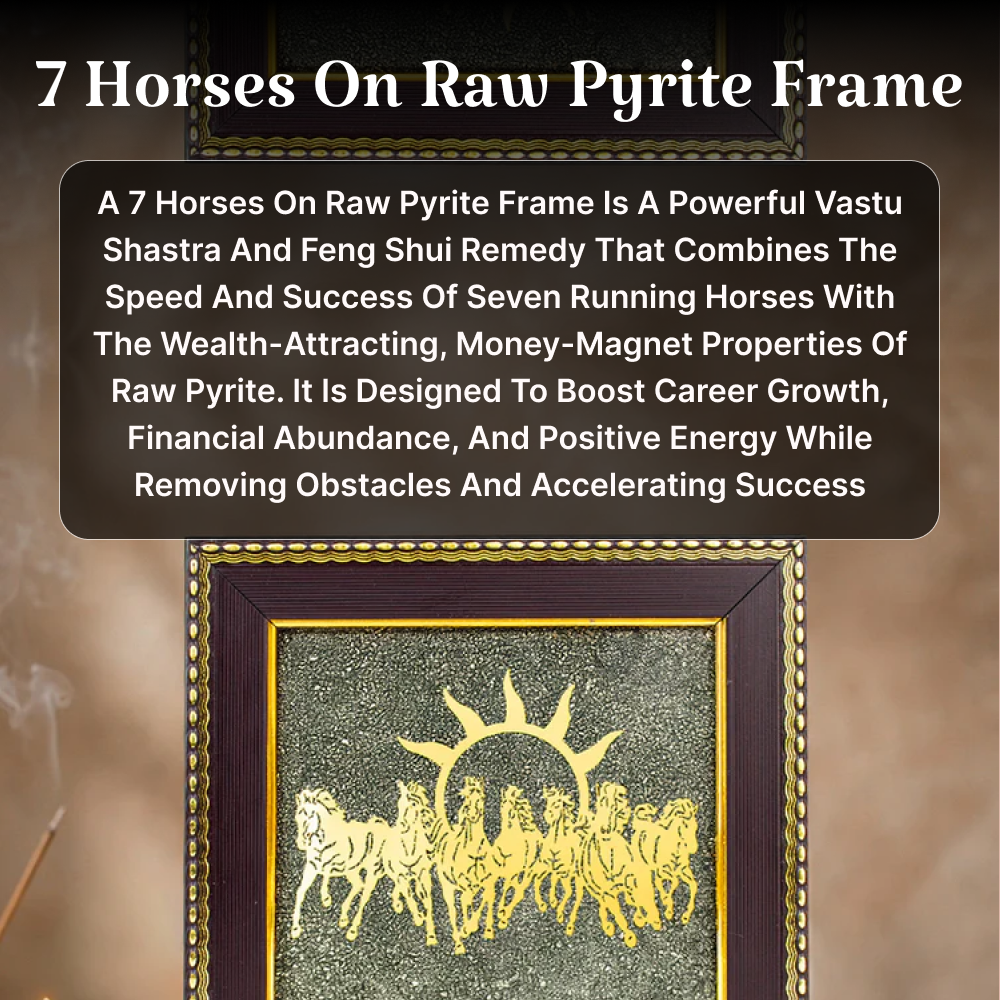 Suvich 7 Horse Pyrite Frame – Vastu Wealth & Success Wall Frame for Money, Prosperity & Positive Energy
