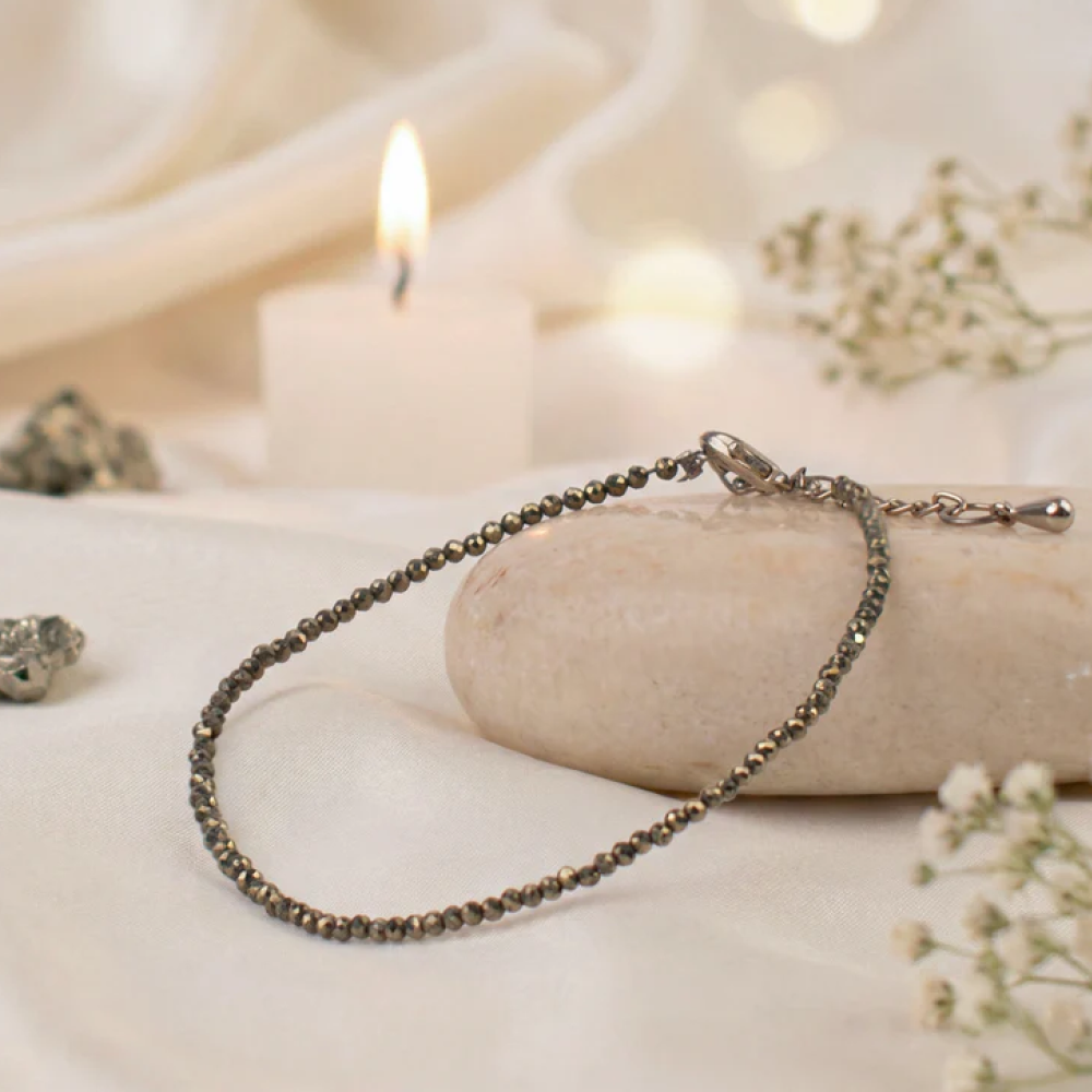 Suvich Pyrite Anklet – Wealth & Protection Crystal Anklet for Money, Confidence & Positive Energy