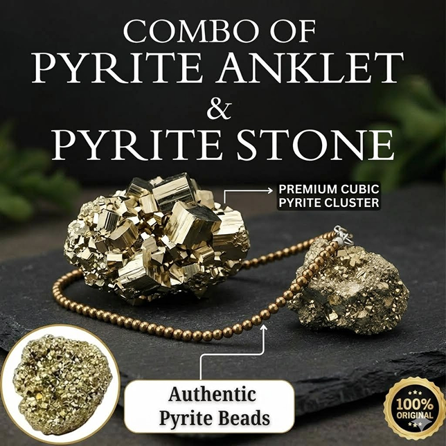 Mahalaxmi Prosperity Combo – Raw Pyrite Anklet with Pyrite Stone Bracelet