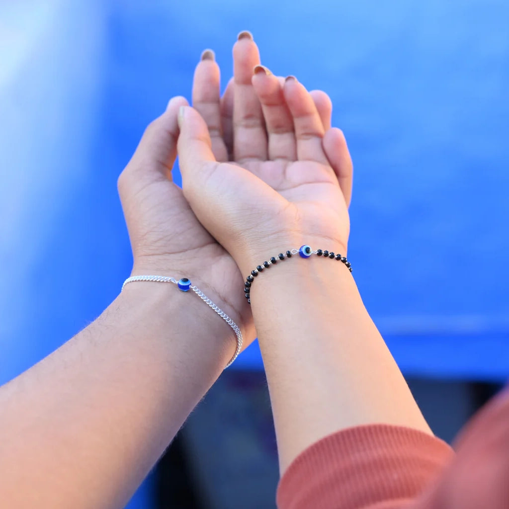 Sleek Evil Eye Couple Bracelet – Love Protection & Negative Energy Shield