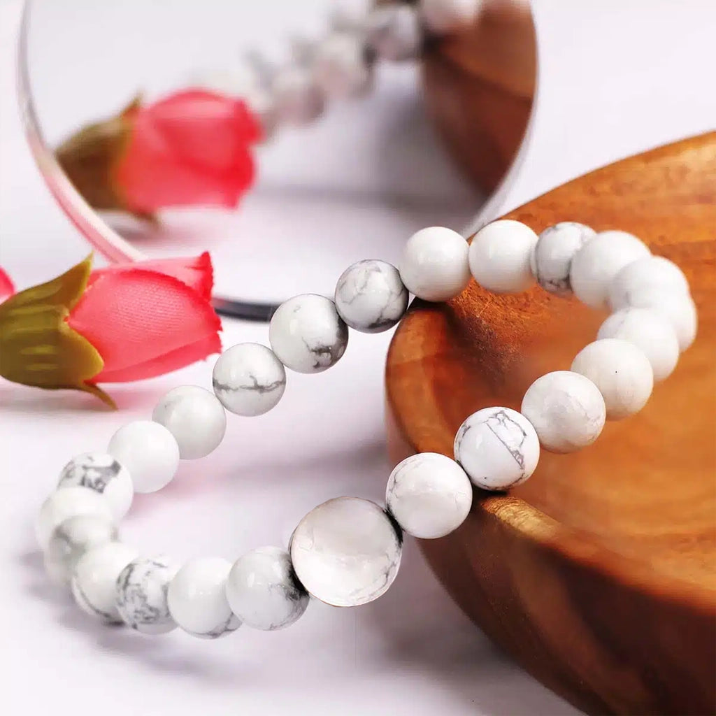Howlite Bracelet – Calm Mind, Emotional Balance & Stress Relief Healing Crystal