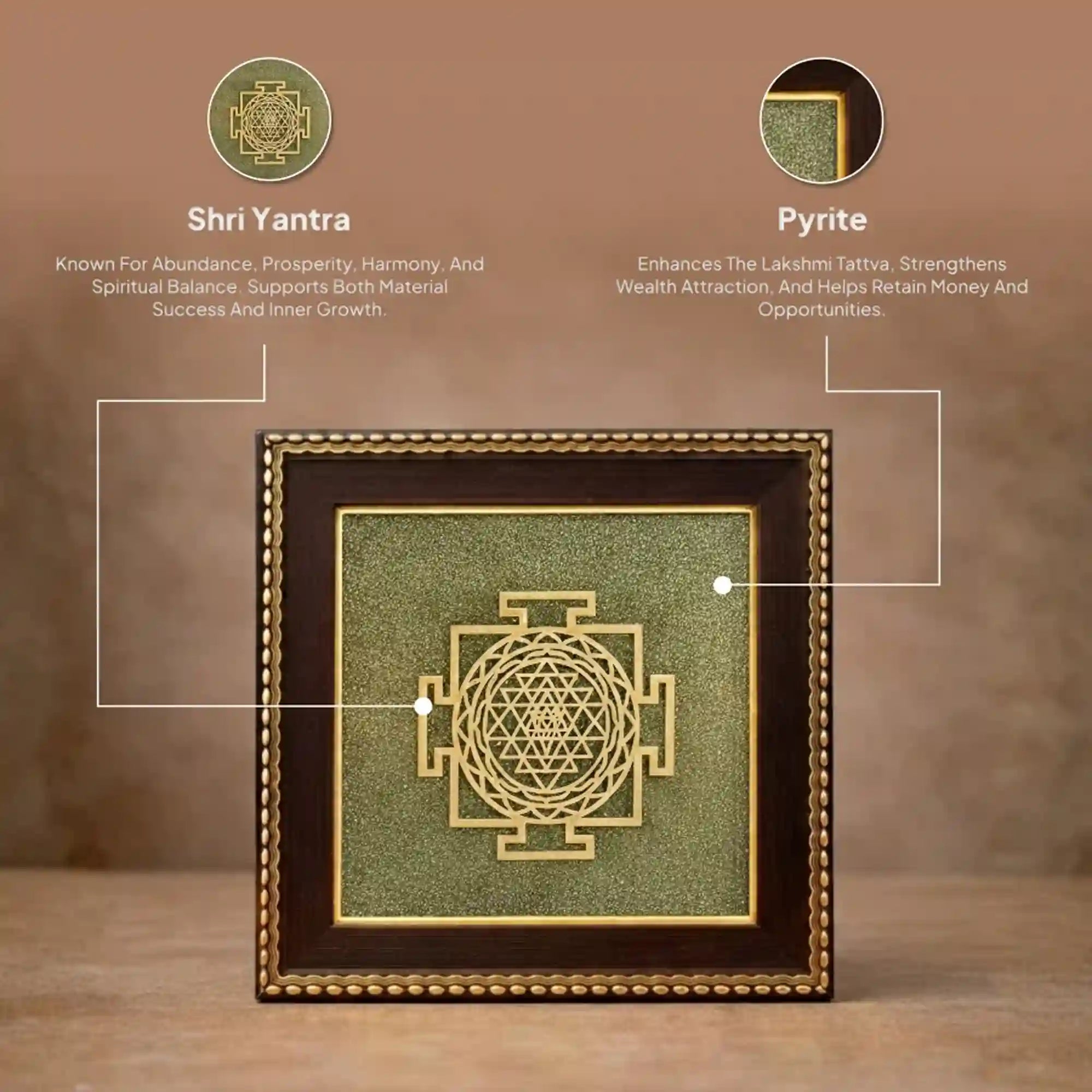 Shri Yantra Pyrite Frame – Prosperity, Abundance & Positive Energy