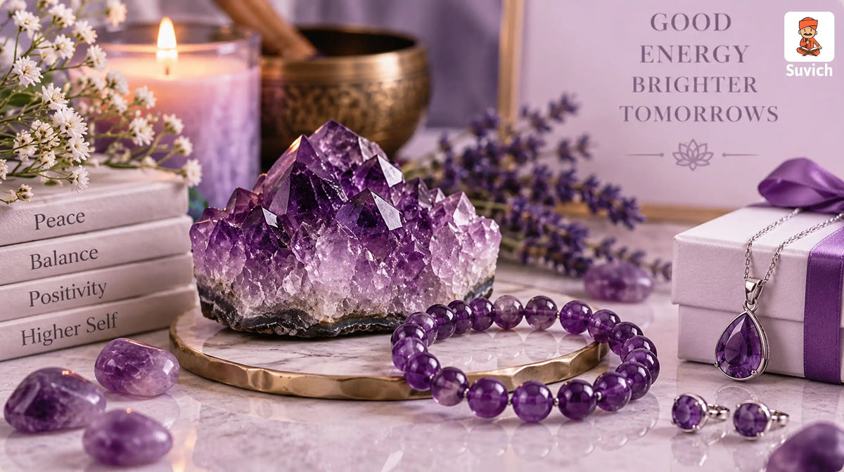 Natural purple Amethyst stone gemstone for astrology and spiritual practices