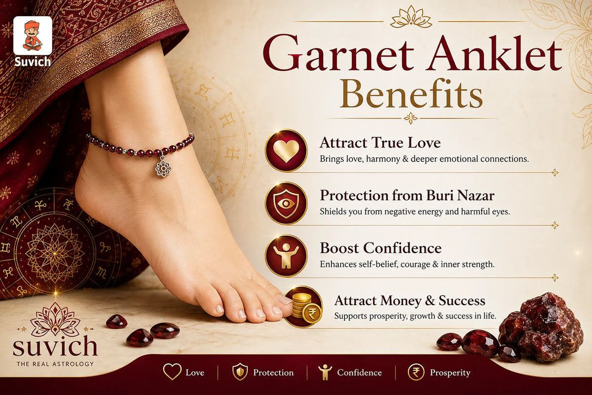 Garnet anklet for love, confidence, protection and prosperity