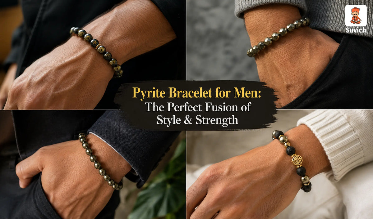 Natural raw pyrite stone bracelet for men associated with abundance and confidence
