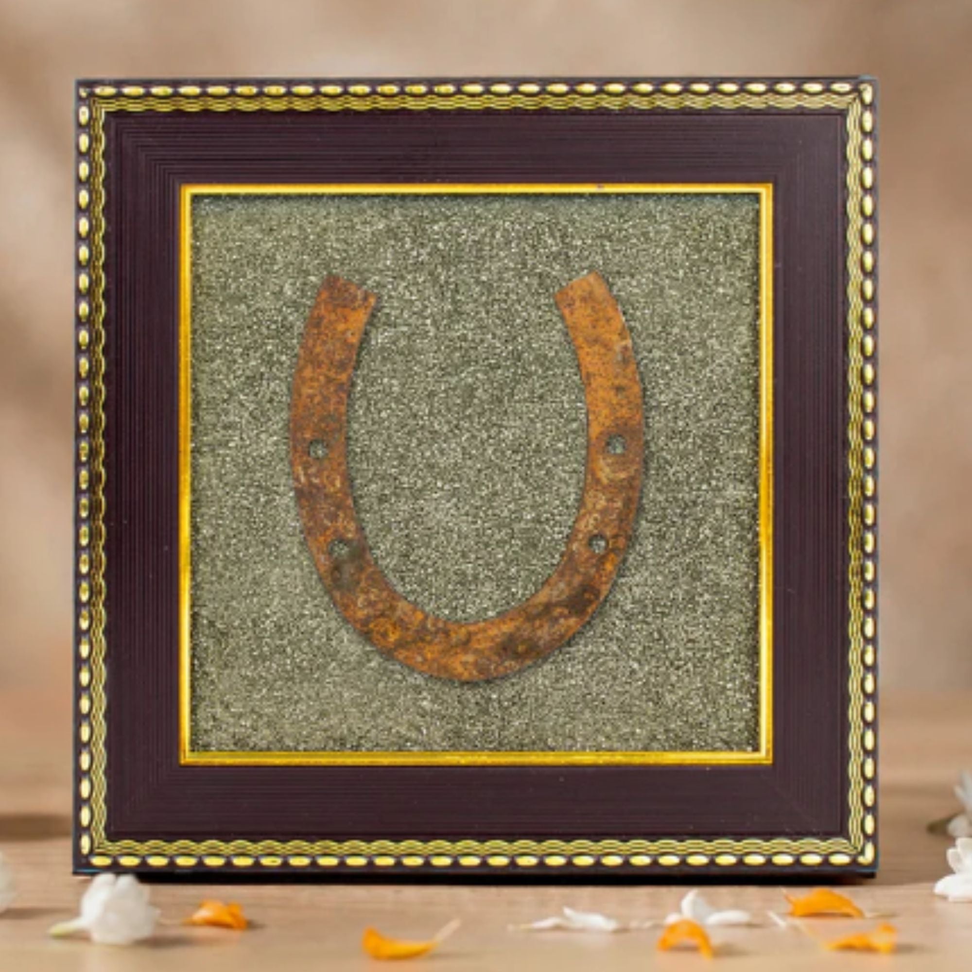 Ghode Ki Naal Raw Pyrite Frame – Vastu Protection, Wealth & Good Fortune