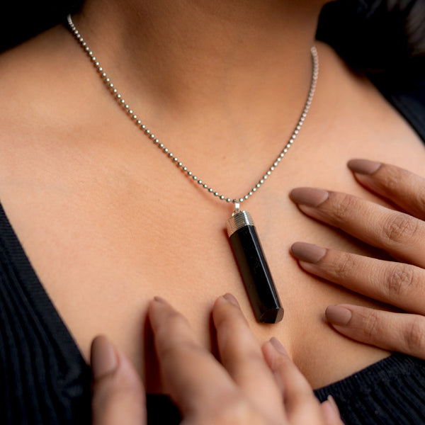 Black Tourmaline Shield Pendant