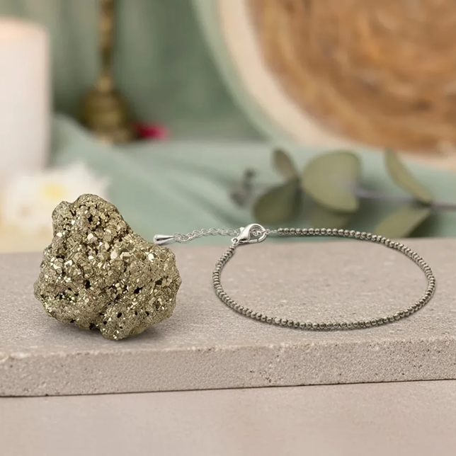 Mahalaxmi Prosperity Combo – Raw Pyrite Anklet with Pyrite Stone Bracelet